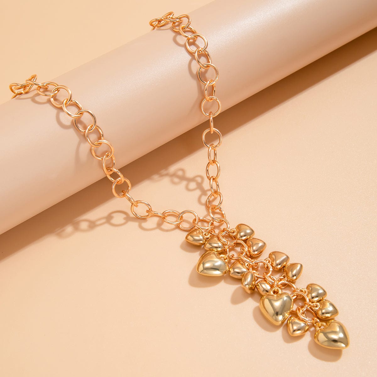 Chic Gold Silver Tone Heart Tassel Cable Chain Necklace - ArtGalleryZen