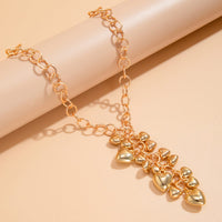 Thumbnail for Chic Gold Silver Tone Heart Tassel Cable Chain Necklace - ArtGalleryZen