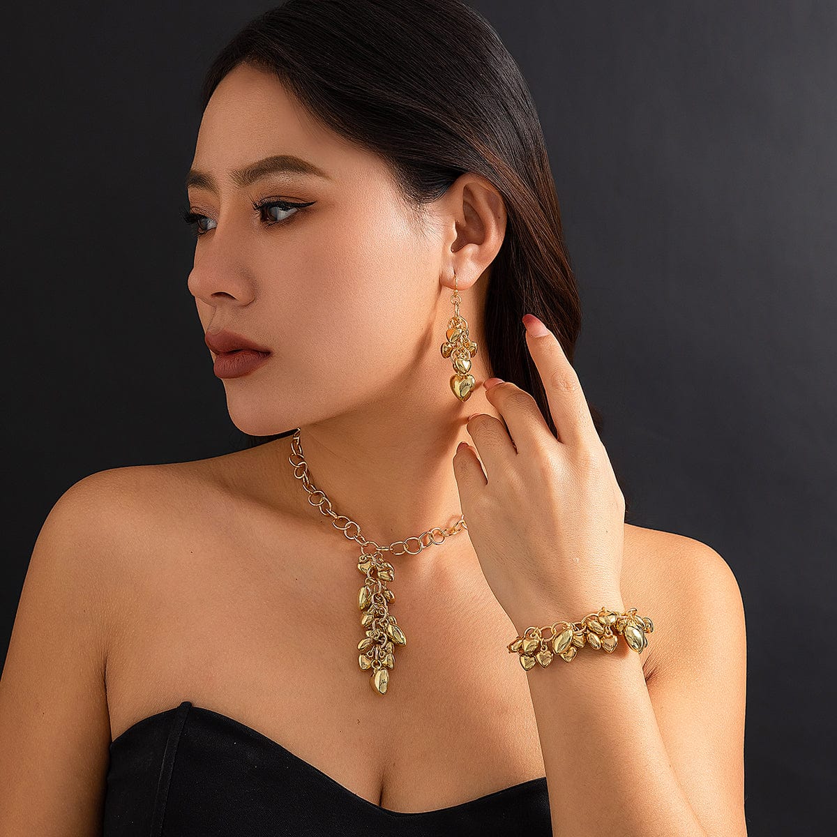 Chic Gold Silver Tone Heart Tassel Cable Chain Necklace - ArtGalleryZen