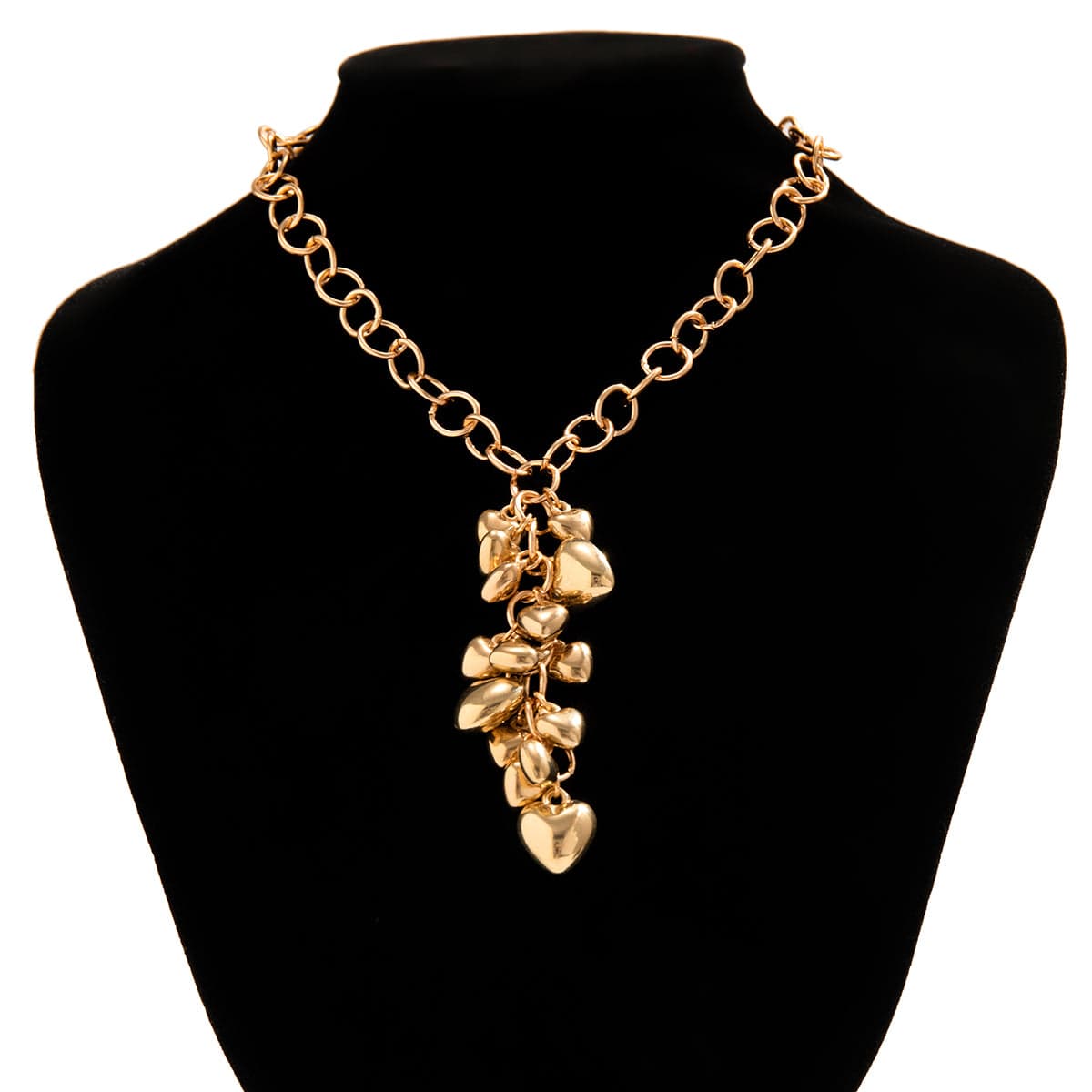 Chic Gold Silver Tone Heart Tassel Cable Chain Necklace - ArtGalleryZen