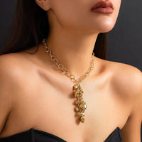 Thumbnail for Chic Gold Silver Tone Heart Tassel Cable Chain Necklace - ArtGalleryZen