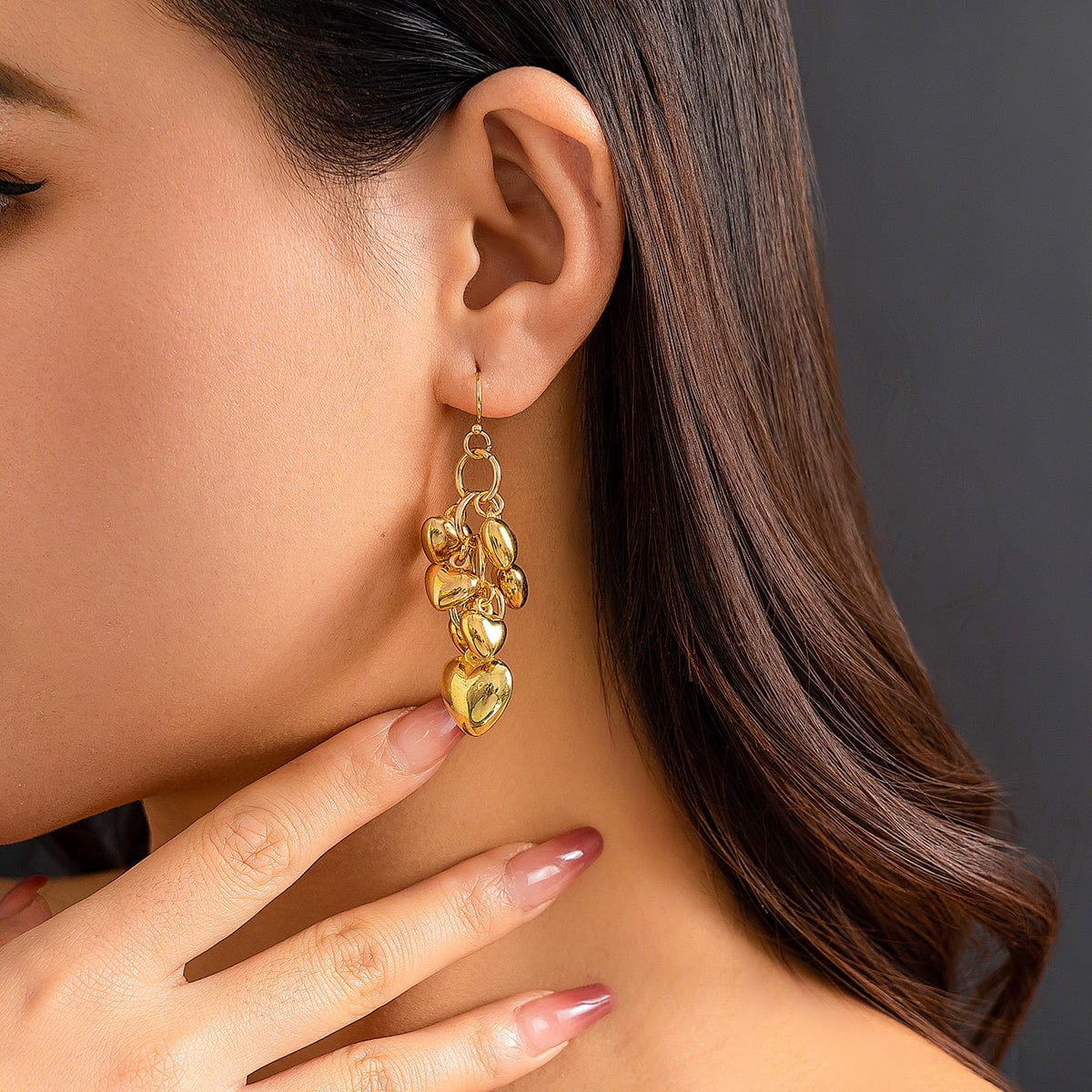 Chic Gold Silver Tone Heart Tassel Earrings - ArtGalleryZen