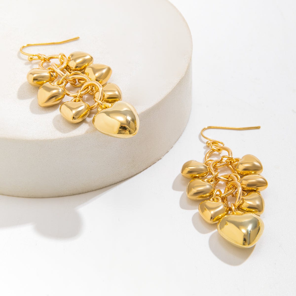 Chic Gold Silver Tone Heart Tassel Earrings - ArtGalleryZen