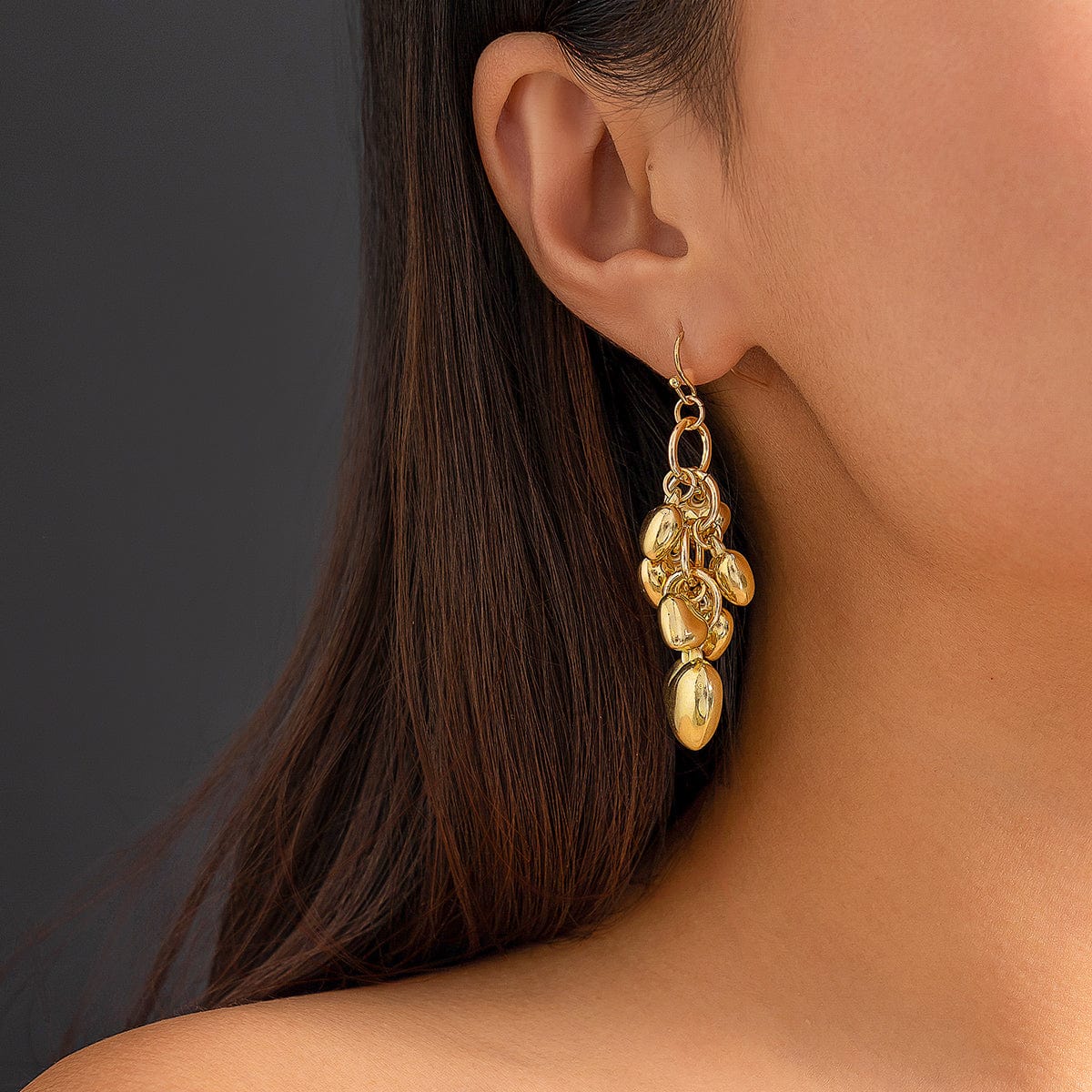 Chic Gold Silver Tone Heart Tassel Earrings - ArtGalleryZen