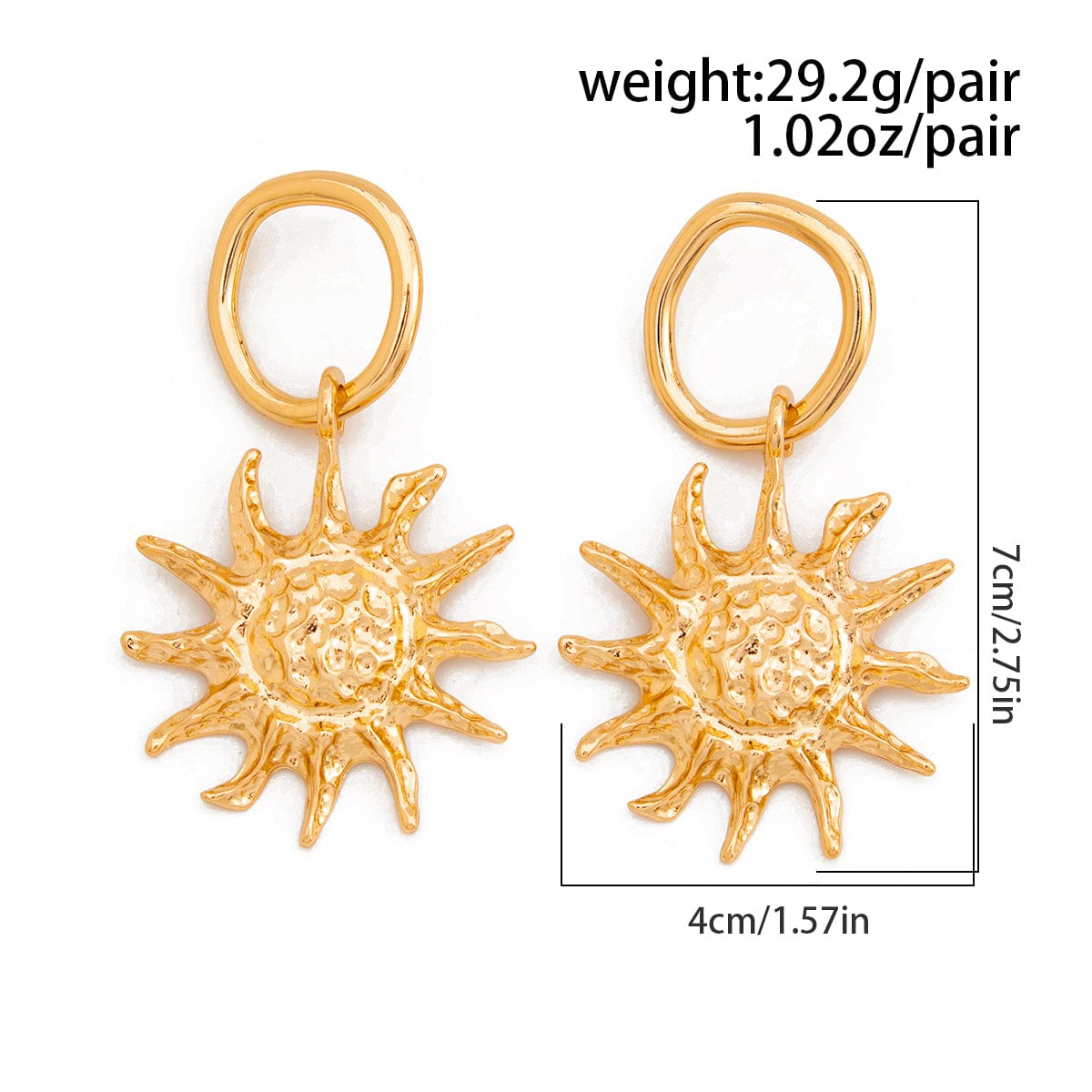 Chic Gold Silver Tone Hoop Dangling Sun Earrings