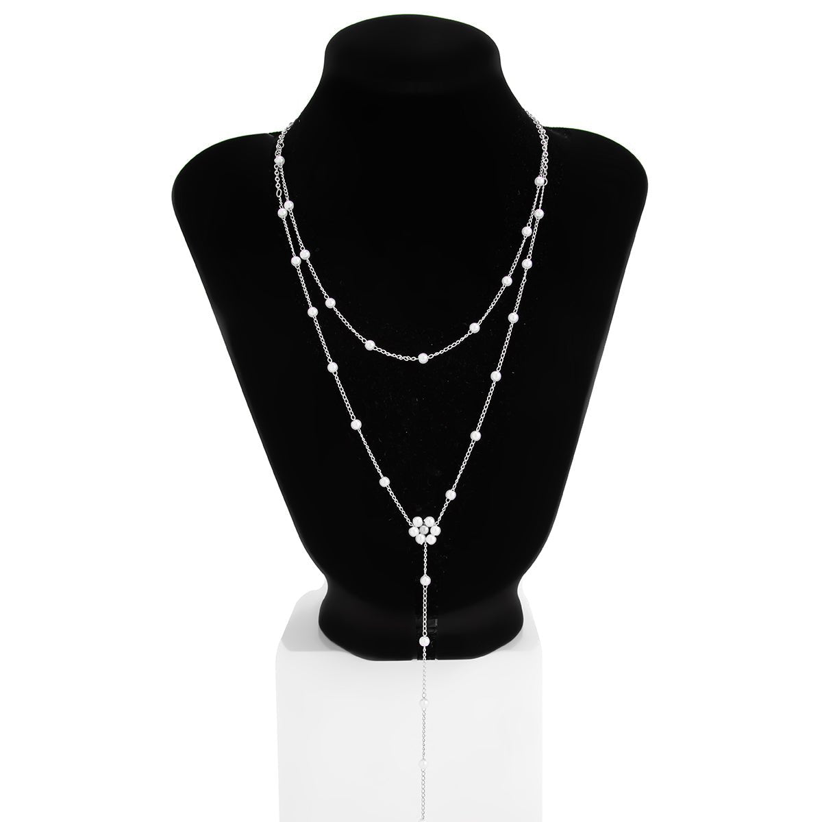 Chic Gold Silver Tone Pearl Chain Y Necklace - ArtGalleryZen