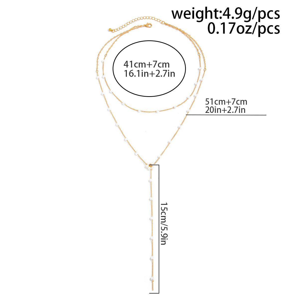 Chic Gold Silver Tone Pearl Chain Y Necklace - ArtGalleryZen