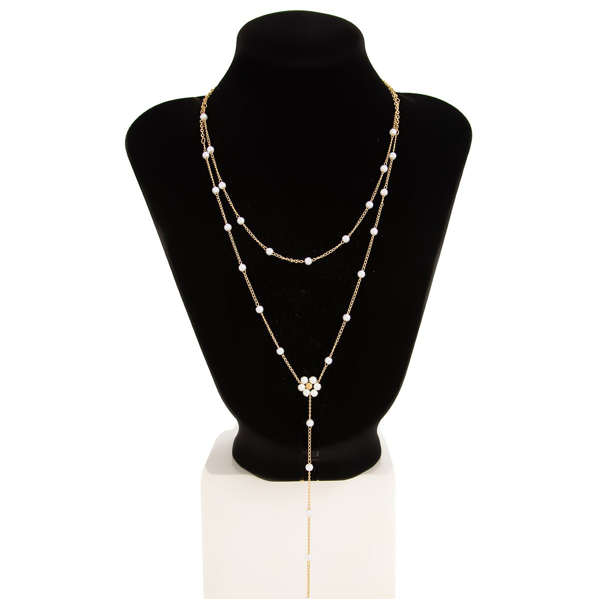 Chic Gold Silver Tone Pearl Chain Y Necklace - ArtGalleryZen
