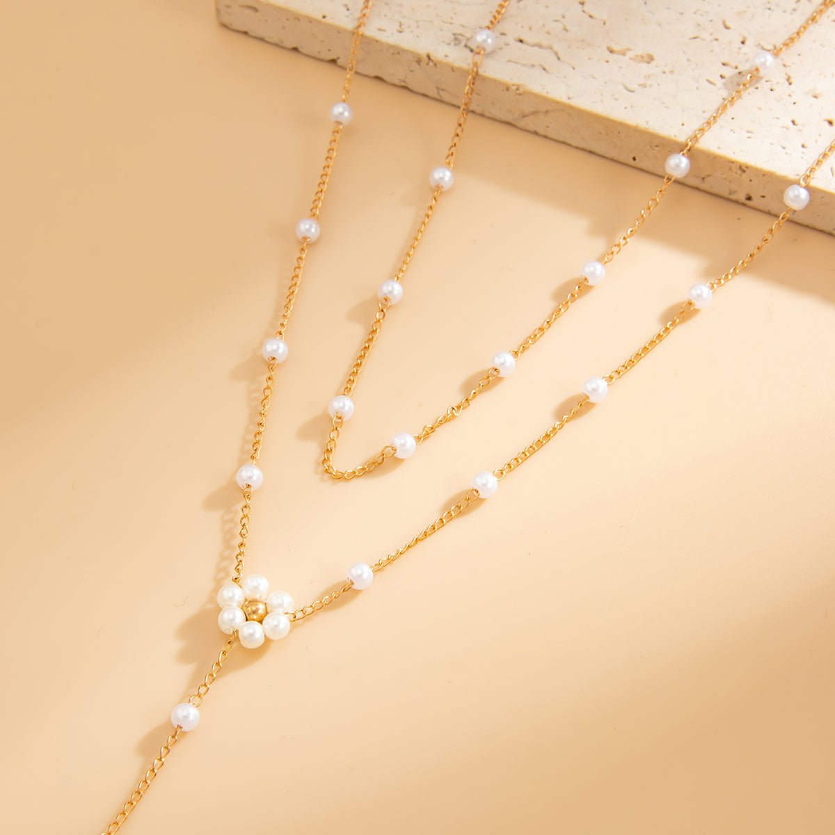 Chic Gold Silver Tone Pearl Chain Y Necklace - ArtGalleryZen