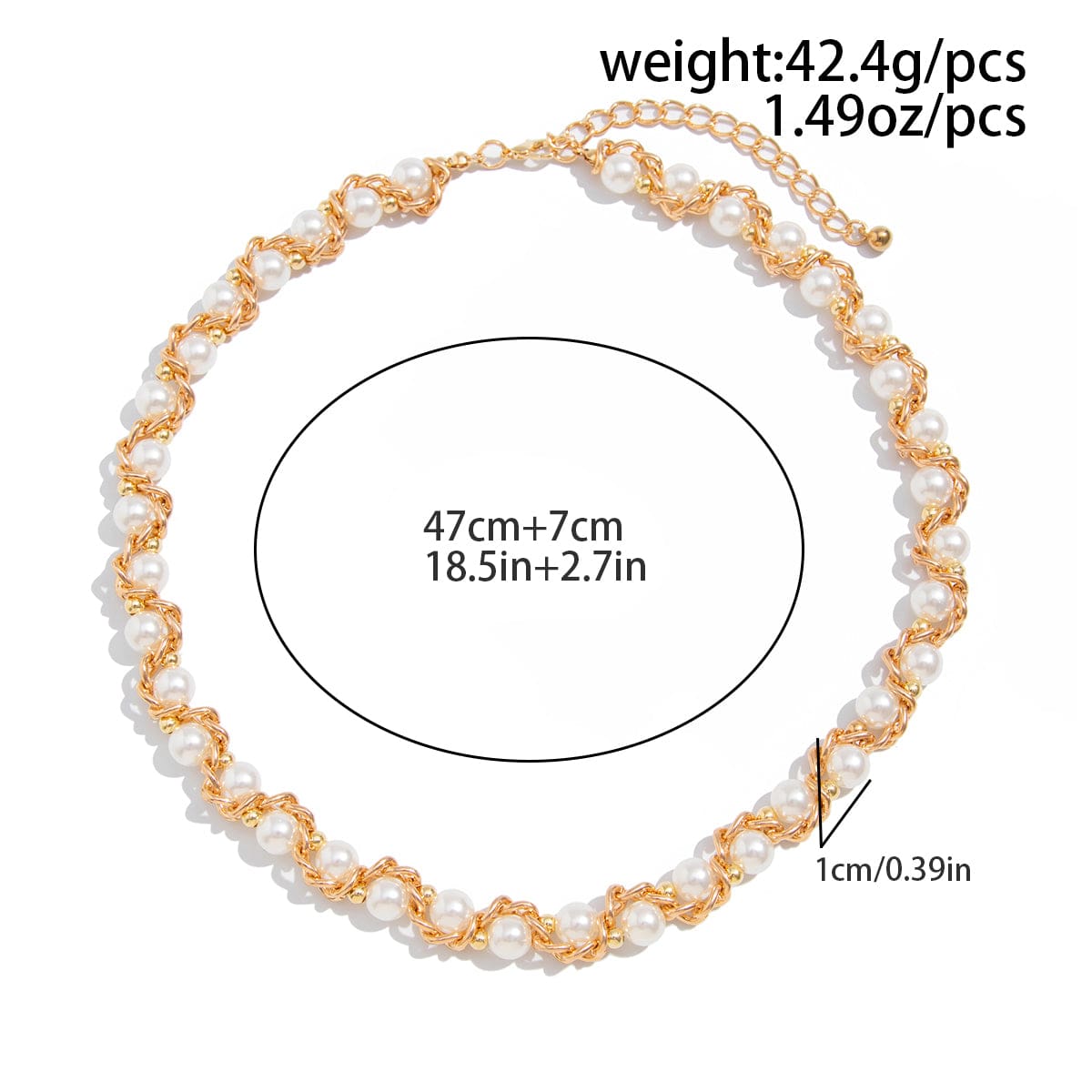 Chic Gold Silver Tone Pearl Rope Chain Necklace - ArtGalleryZen