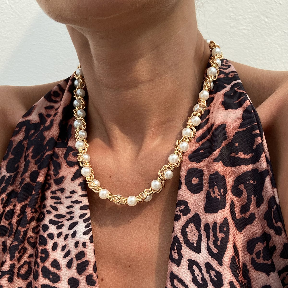 Chic Gold Silver Tone Pearl Rope Chain Necklace - ArtGalleryZen