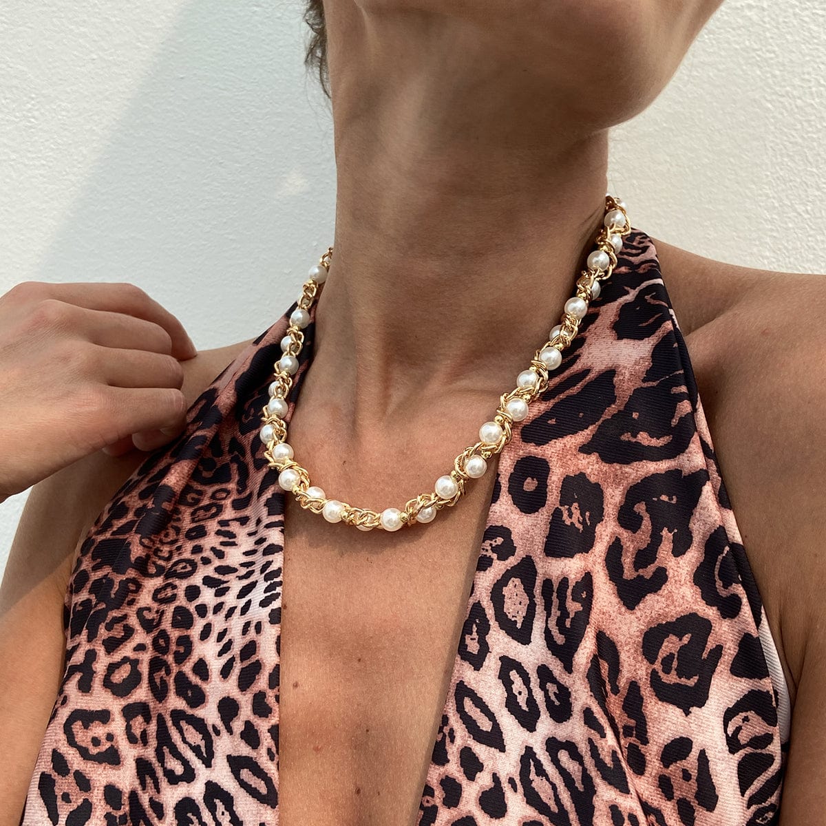 Chic Gold Silver Tone Pearl Rope Chain Necklace - ArtGalleryZen