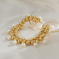 Thumbnail for Chic Gold Silver Tone Pearl Tassel Ball Chain Anklet - ArtGalleryZen