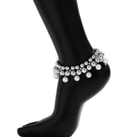 Thumbnail for Chic Gold Silver Tone Pearl Tassel Ball Chain Anklet - ArtGalleryZen