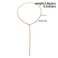 Thumbnail for Chic Gold Silver Tone Sequin Long Chain Y Necklace