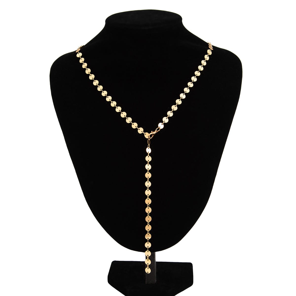 Chic Gold Silver Tone Sequin Long Chain Y Necklace