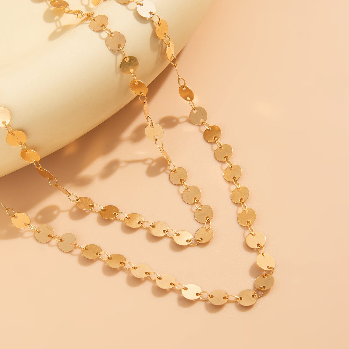 Chic Gold Silver Tone Sequin Long Chain Y Necklace