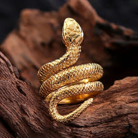 Thumbnail for Chic Gold Silver Tone Stainless Steel Snake Ring - ArtGalleryZen