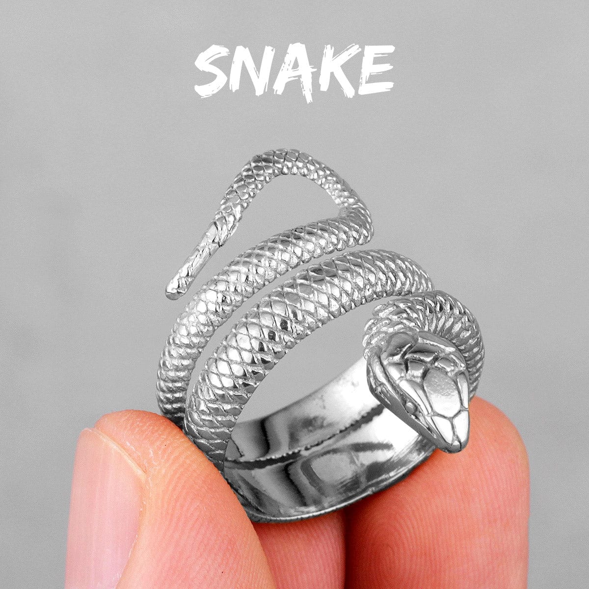 Chic Gold Silver Tone Stainless Steel Snake Ring - ArtGalleryZen