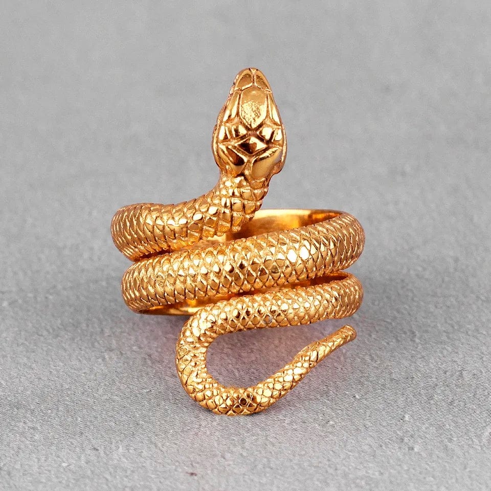 Chic Gold Silver Tone Stainless Steel Snake Ring - ArtGalleryZen