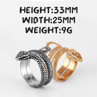 Thumbnail for Chic Gold Silver Tone Stainless Steel Snake Ring - ArtGalleryZen