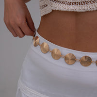 Thumbnail for Chic Gold Silver Tone Threaded Round Disk Waist Chain - ArtGalleryZen