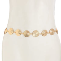 Thumbnail for Chic Gold Silver Tone Threaded Round Disk Waist Chain - ArtGalleryZen