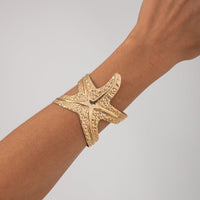 Thumbnail for Chic Hammered Starfish Wide Cuff Bangle Bracelet - ArtGalleryZen