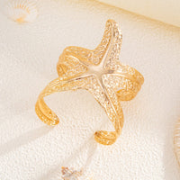 Thumbnail for Chic Hammered Starfish Wide Cuff Bangle Bracelet - ArtGalleryZen