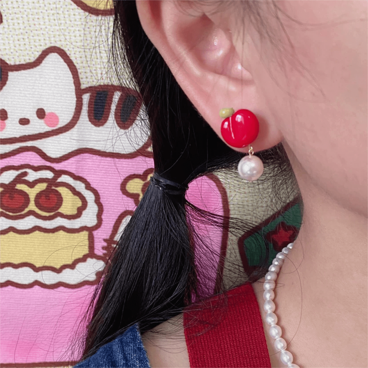 Chic Handmade Pearl Dangle Star Apple Czech Glass Earrings - ArtGalleryZen