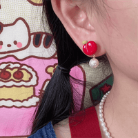 Thumbnail for Chic Handmade Pearl Dangle Star Apple Czech Glass Earrings - ArtGalleryZen