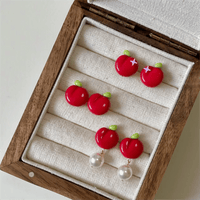 Thumbnail for Chic Handmade Pearl Dangle Star Apple Czech Glass Earrings - ArtGalleryZen