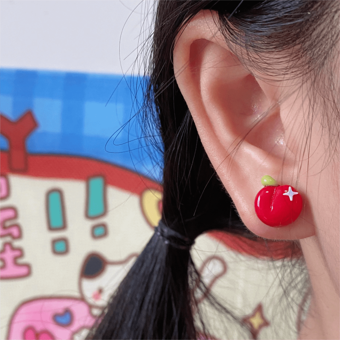 Chic Handmade Pearl Dangle Star Apple Czech Glass Earrings - ArtGalleryZen