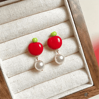 Thumbnail for Chic Handmade Pearl Dangle Star Apple Czech Glass Earrings - ArtGalleryZen