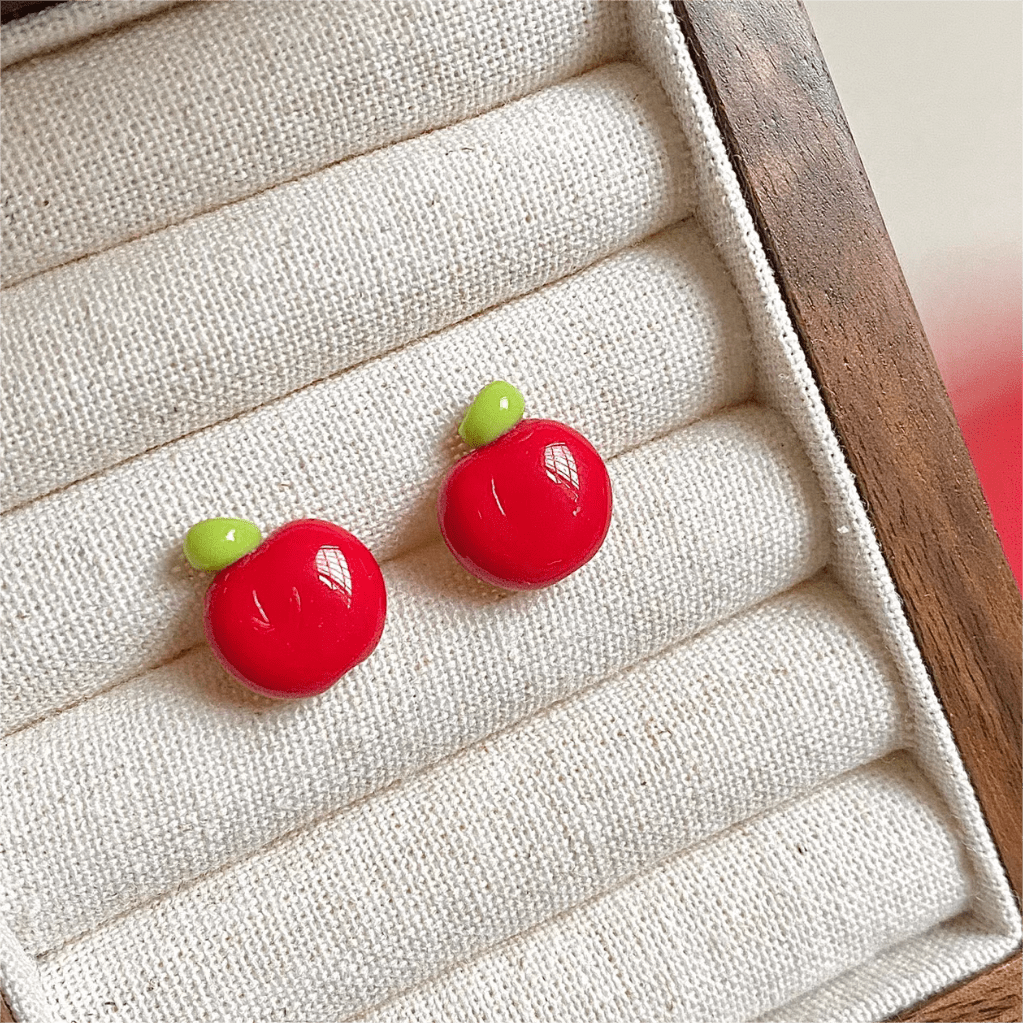 Chic Handmade Pearl Dangle Star Apple Czech Glass Earrings - ArtGalleryZen