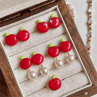 Thumbnail for Chic Handmade Pearl Dangle Star Apple Czech Glass Earrings - ArtGalleryZen