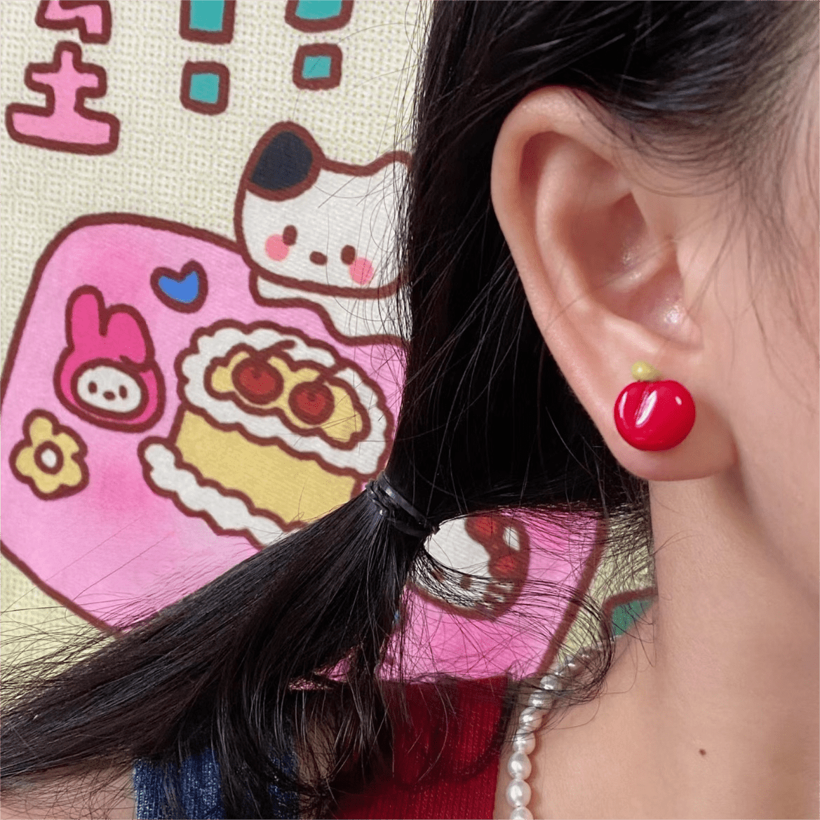 Chic Handmade Pearl Dangle Star Apple Czech Glass Earrings - ArtGalleryZen