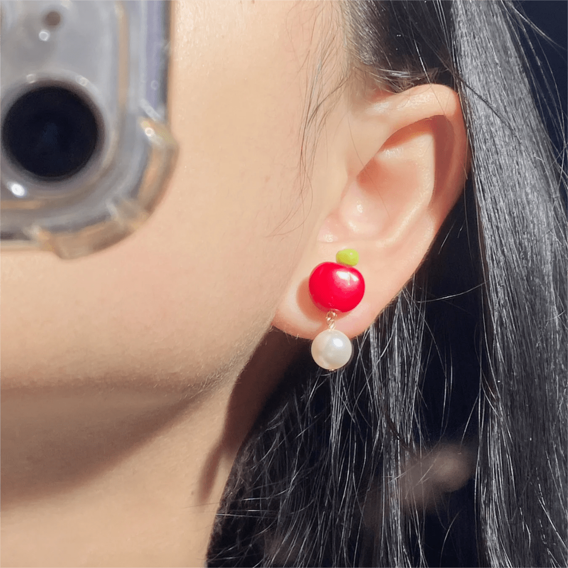 Chic Handmade Pearl Dangle Star Apple Czech Glass Earrings - ArtGalleryZen