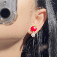 Thumbnail for Chic Handmade Pearl Dangle Star Apple Czech Glass Earrings - ArtGalleryZen