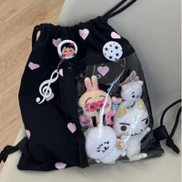 Thumbnail for Chic Heart Kpop Fan Display Drawstring Backpack - ArtGalleryZen