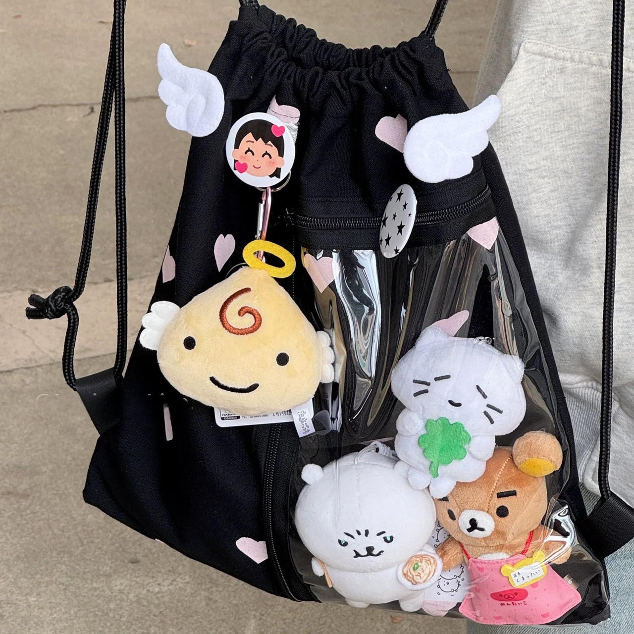 Chic Heart Kpop Fan Display Drawstring Backpack - ArtGalleryZen