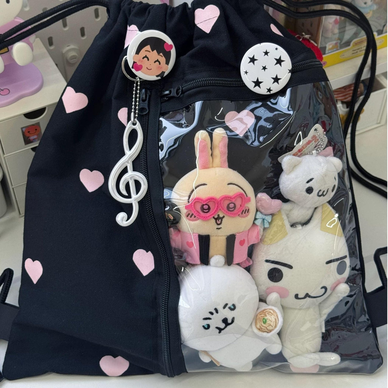 Chic Heart Kpop Fan Display Drawstring Backpack - ArtGalleryZen