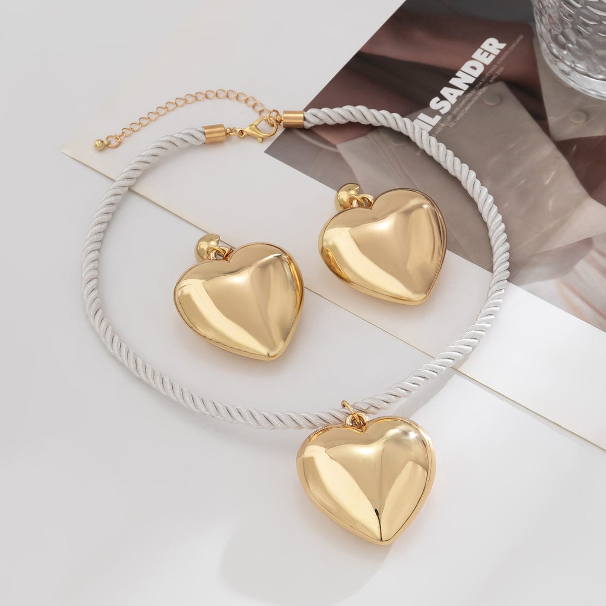 Chic Heart Necklace Earrings Set - ArtGalleryZen