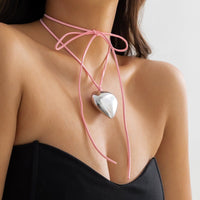 Thumbnail for Chic Heart Pendant Colorful Velvet String Necklace - ArtGalleryZen