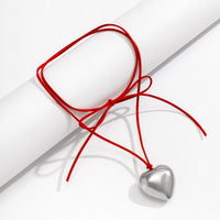 Thumbnail for Chic Heart Pendant Colorful Velvet String Necklace - ArtGalleryZen
