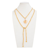 Thumbnail for Chic Heart Pendant Square Beaded Long Chain Necklace - ArtGalleryZen