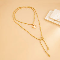 Thumbnail for Chic Heart Pendant Square Beaded Long Chain Necklace - ArtGalleryZen