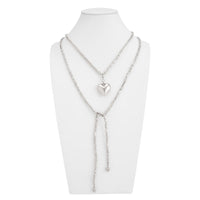 Thumbnail for Chic Heart Pendant Square Beaded Long Chain Necklace - ArtGalleryZen