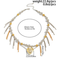 Thumbnail for Chic Heart Pendant Two Tone Ball Chain Tassel Necklace - ArtGalleryZen