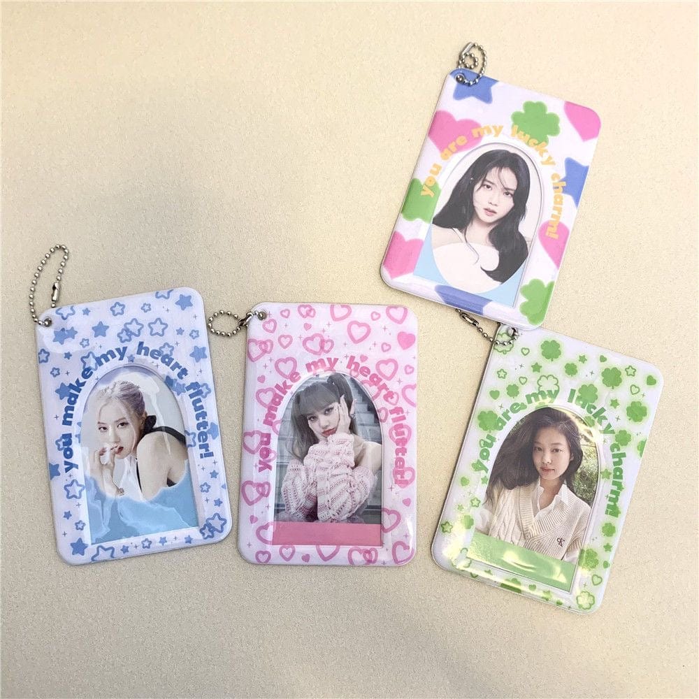 Chic Heart Star Lucky Clover Kpop Keychain Photocard Holder - ArtGalleryZen